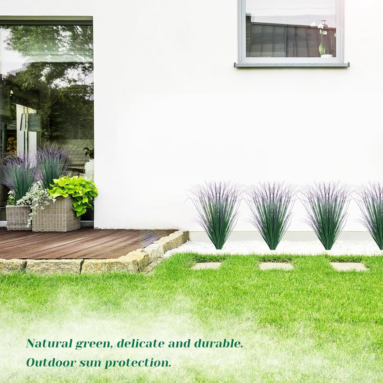 12Pcs Artificial Grass Plants, Faux Shrubs Wheat Grass, Artificial Tall Grass