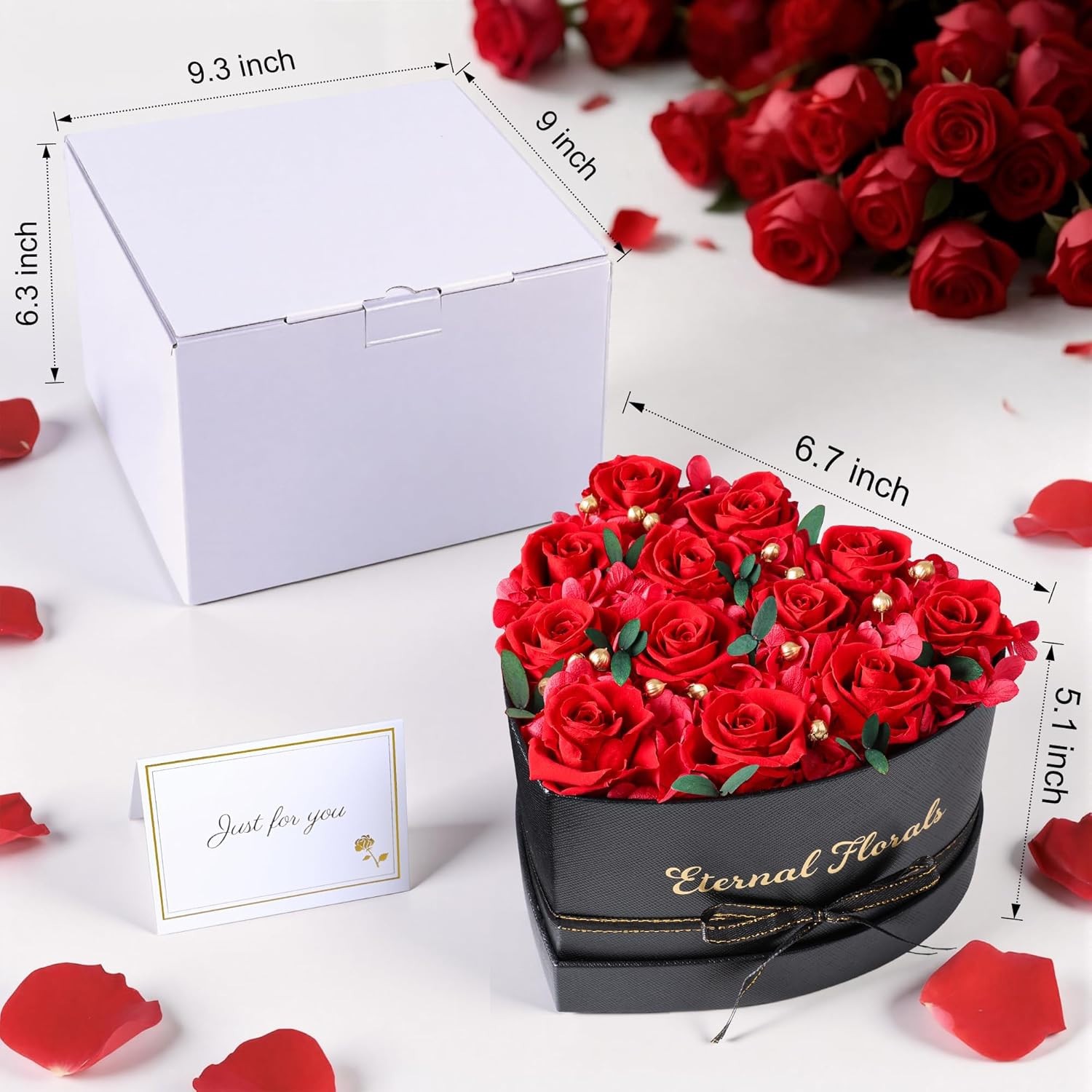 12 Pcs Preserved Roses in a Box Birthday Gifts for Women, Forever Red Roses