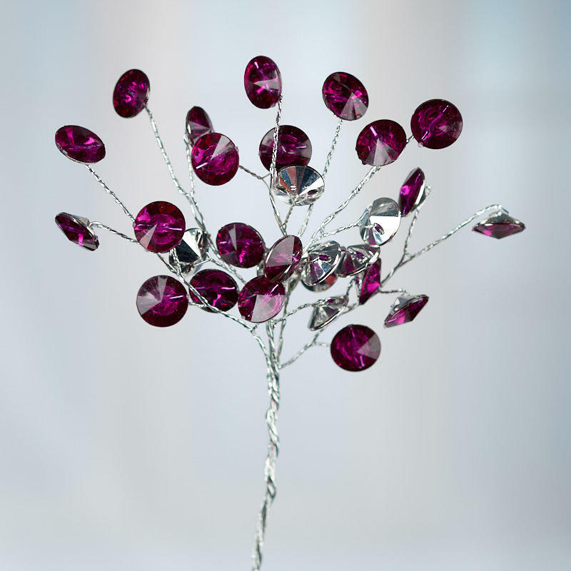Purple Rhinestone Crystal Flower Sprays | 2 Sprays