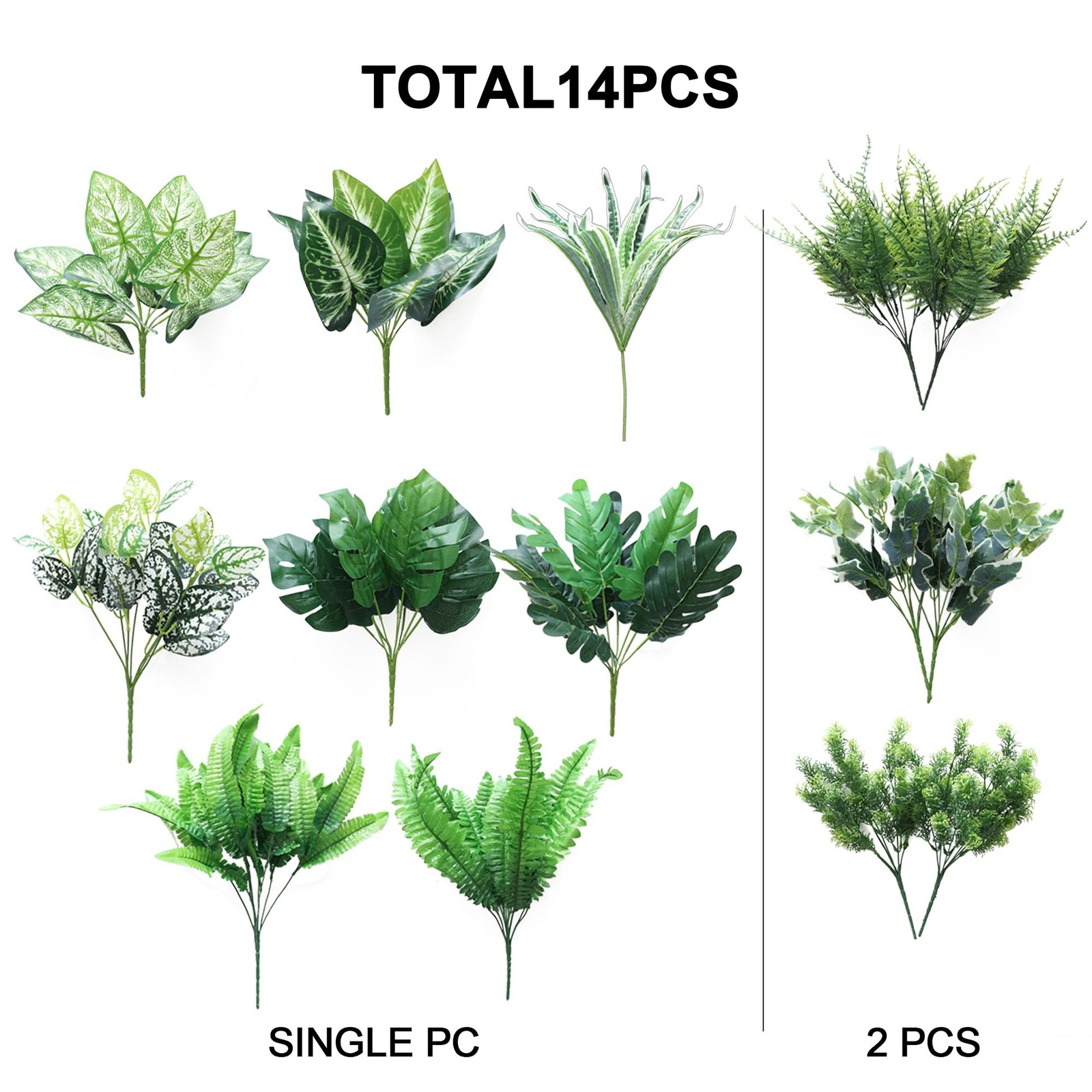 14 Bunches Fake Plants Outdoor, Fake Bushes UV Resistant Artificial Flowers G…
