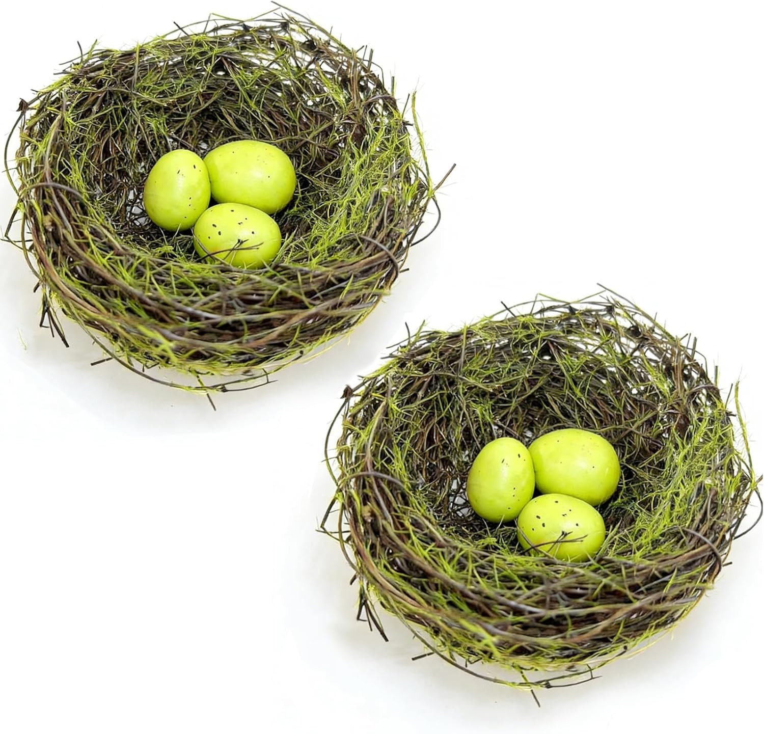 Small Faux Bird Nest with Eggs, Artificial Birds Nest with Eggs Artificial Ratta