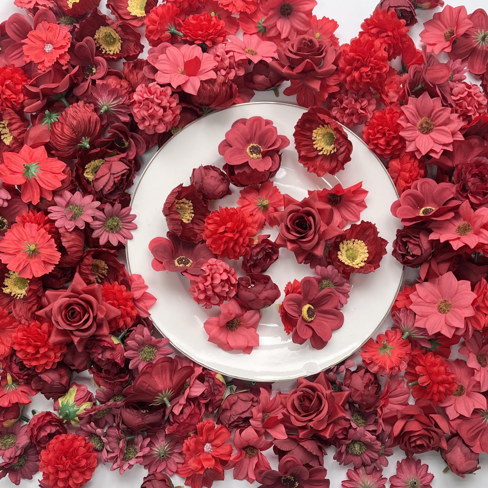 Artificial Red Flowers Bulk Silk Roses Fake Flowers Heads for Crafts – DIY Ho…