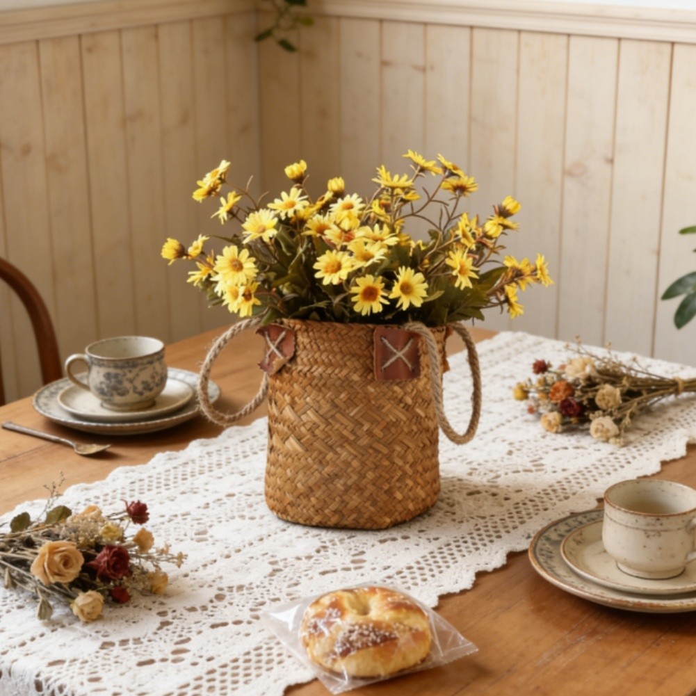 Artificial Silk Daisy Bouquet 36cm Chrysanthemum for Tabletop Photography Prop