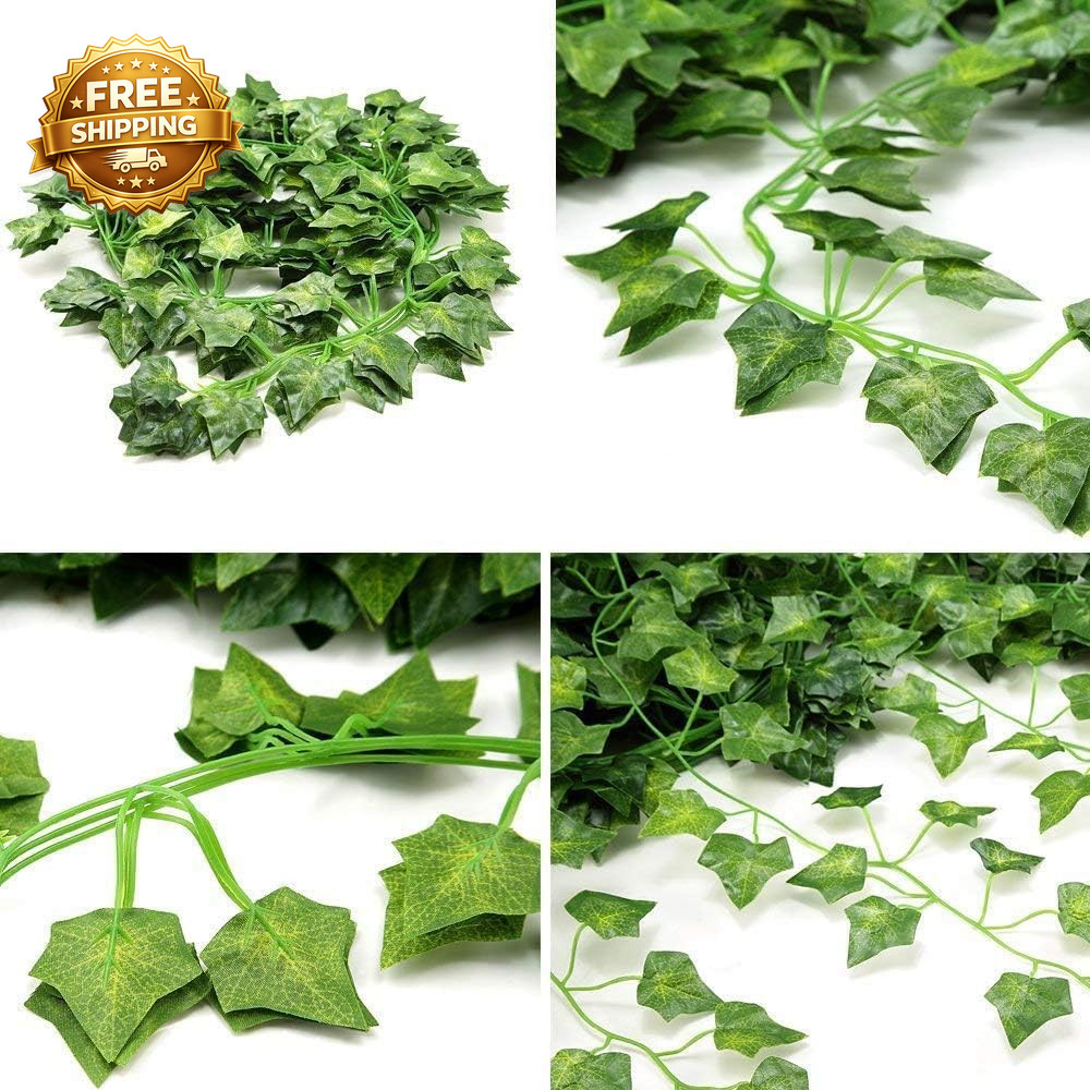 12 Pack Fake Vines for Room Decor Artificial Ivy Garland with Clip Green Flowers