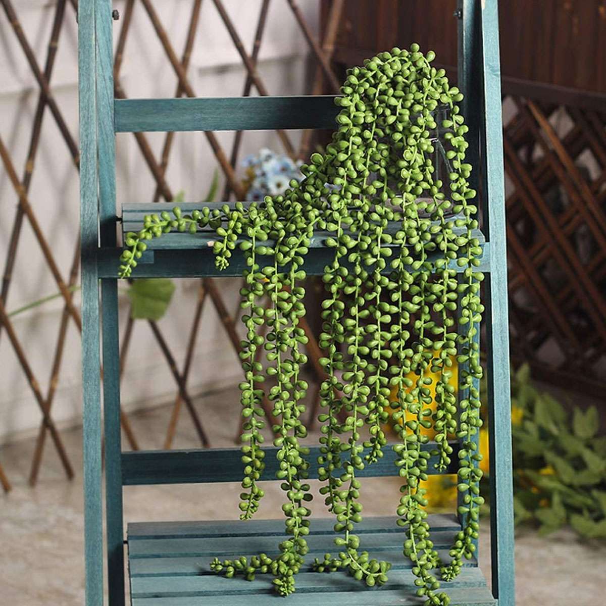 Artificial Hanging Plant Fake Vine Ivy Succulents String of Pearls Home Decor US
