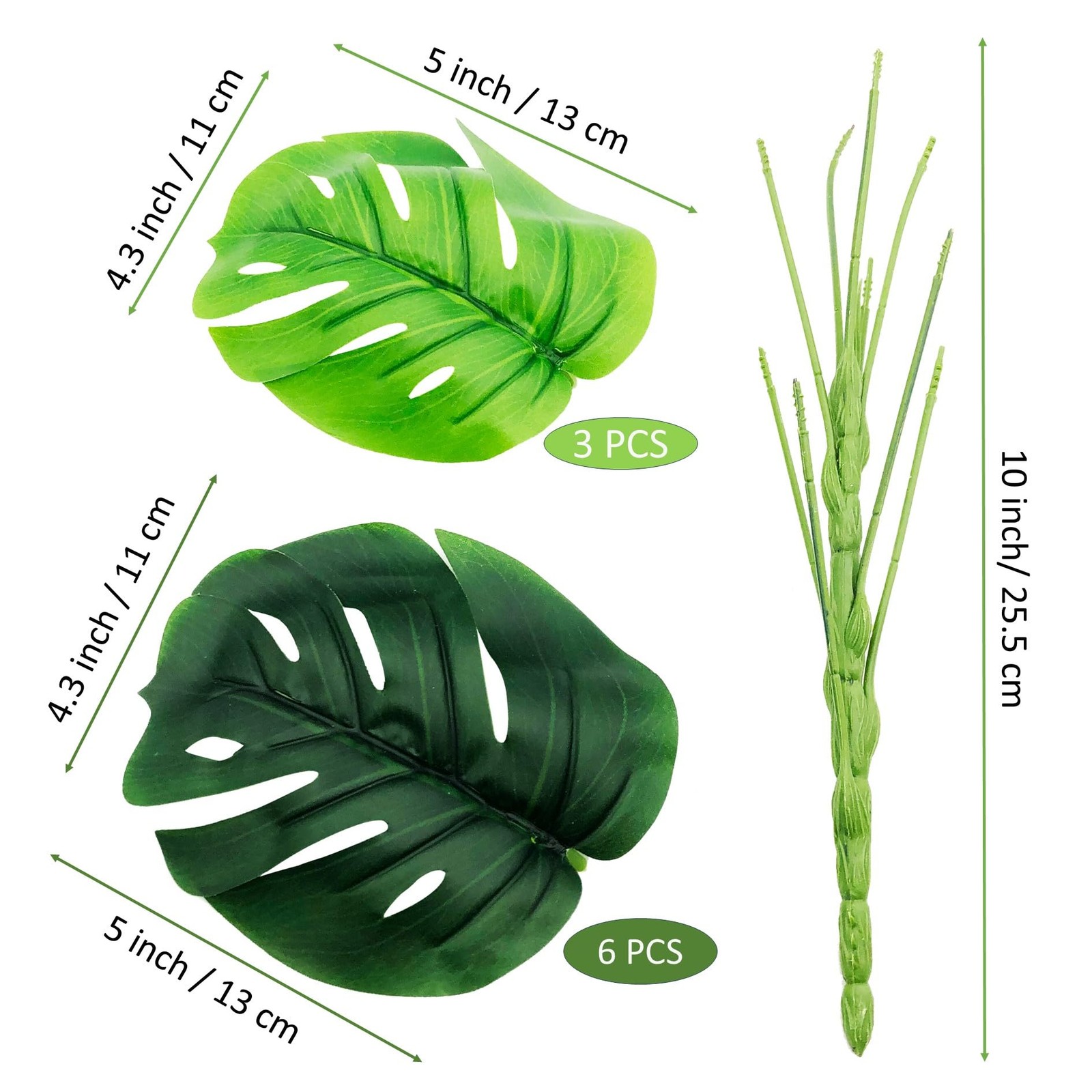 Artificial Monstera Plants, 10-inch Artificial Monstera Palm Trees, Faux Trop…