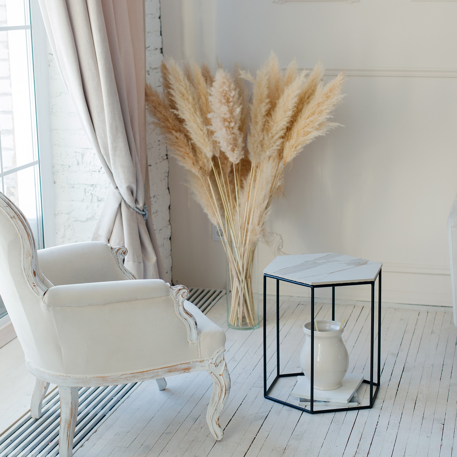 37.8in Pampas Grass Decor, 7 Pcs Artificial Pampas Grass Bulk, Brown