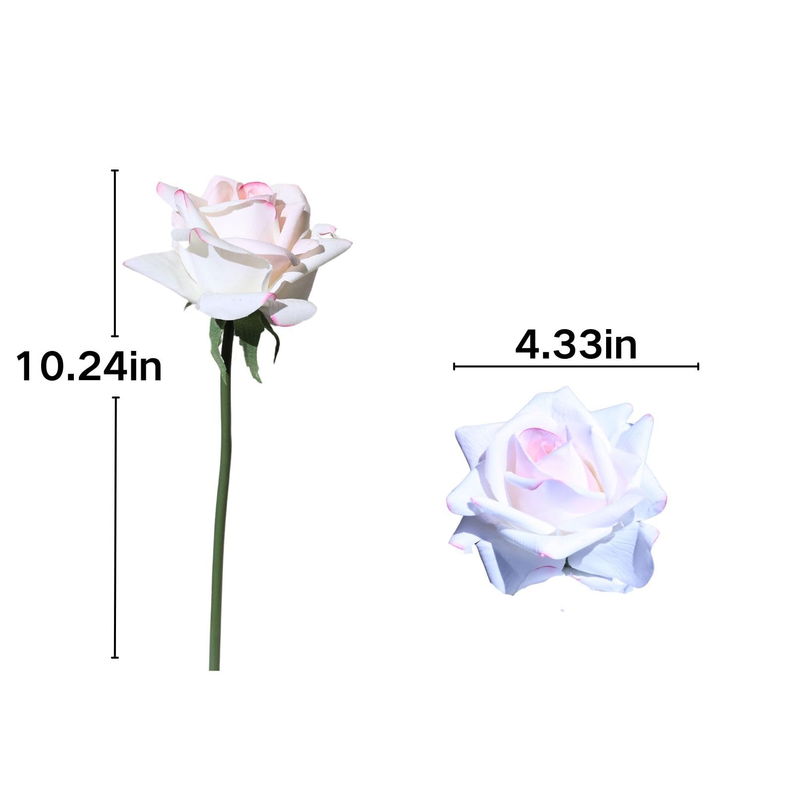 10 Pcs Light Pink Trimmed Artificial Realistic Rose Flower Home Decor Bouquet