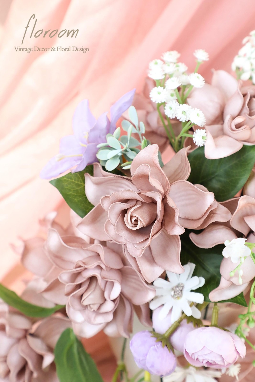 Artificial Gardenia Flowers 2.7″ 25pcs Real Looking Dusty Rose Foam Fake Flow…