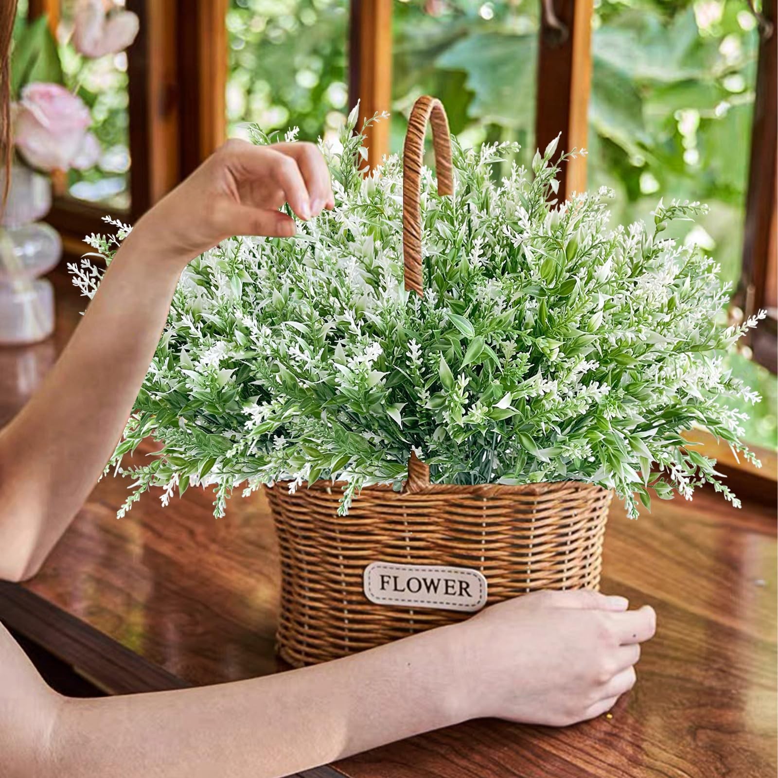 Artificial Plants Lavender 20 Bundles Outdoor UV Resistant Greenery Fake Shru…