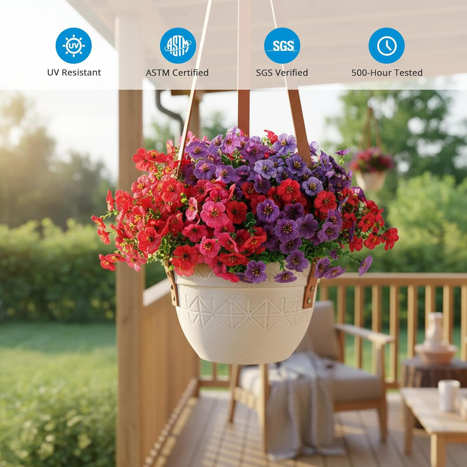 14 Bundles Outdoor Artificial Plants UV 14 PCS Red Rose Red Dark Purple Purple