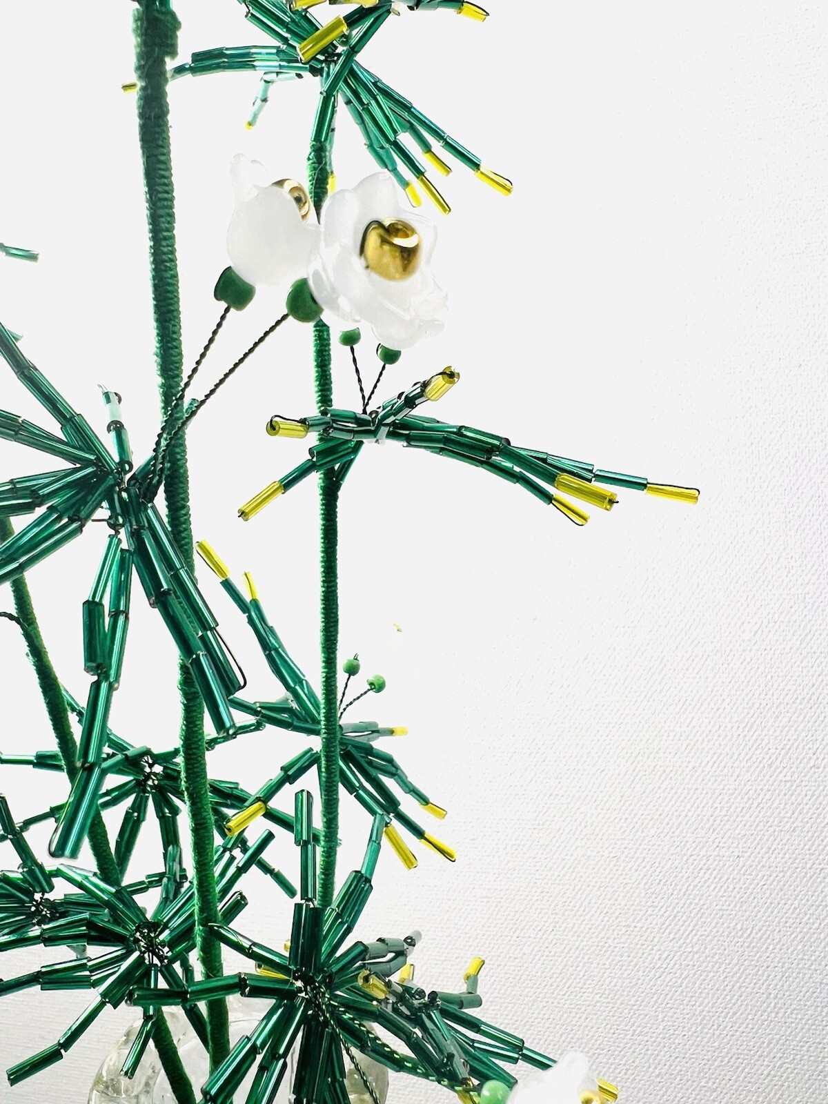 Glass Bugle Beads Exotic Grass Bouquet 16” Home Office Decor