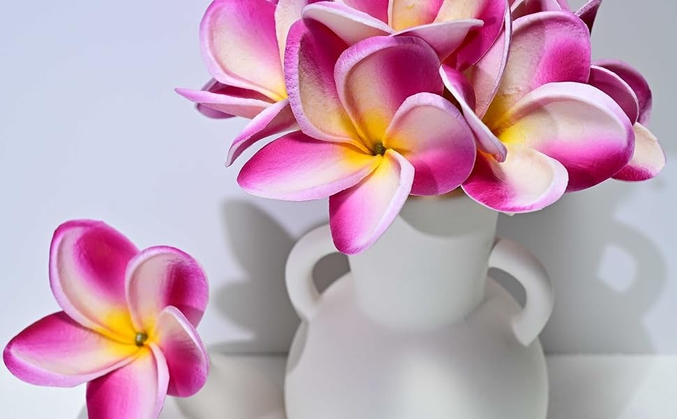 Birthday Gifts for Women 10pcs White Hot Pink Flowers PU Real Touch Flowers