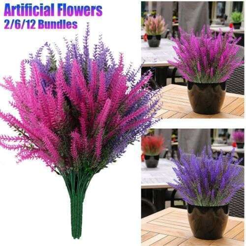 Artificial Flowers Fake Plants Decor 8 Bundles Hanging Outdoor Home Yard Garden