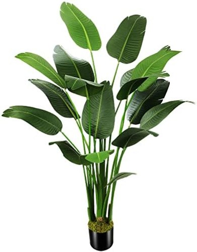 OXLLXO 6.5ft Artificial Silk Bird of Paradise Palm Tree (78in) with 17 Trunks…