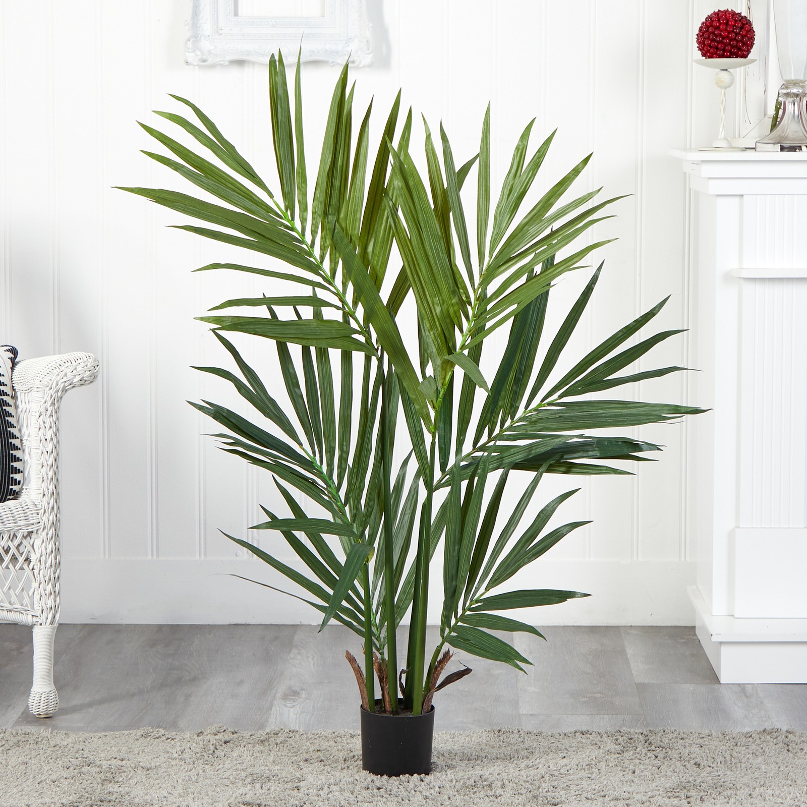 Nearly Natural 4ft Kentia Palm Silk Tree in Green