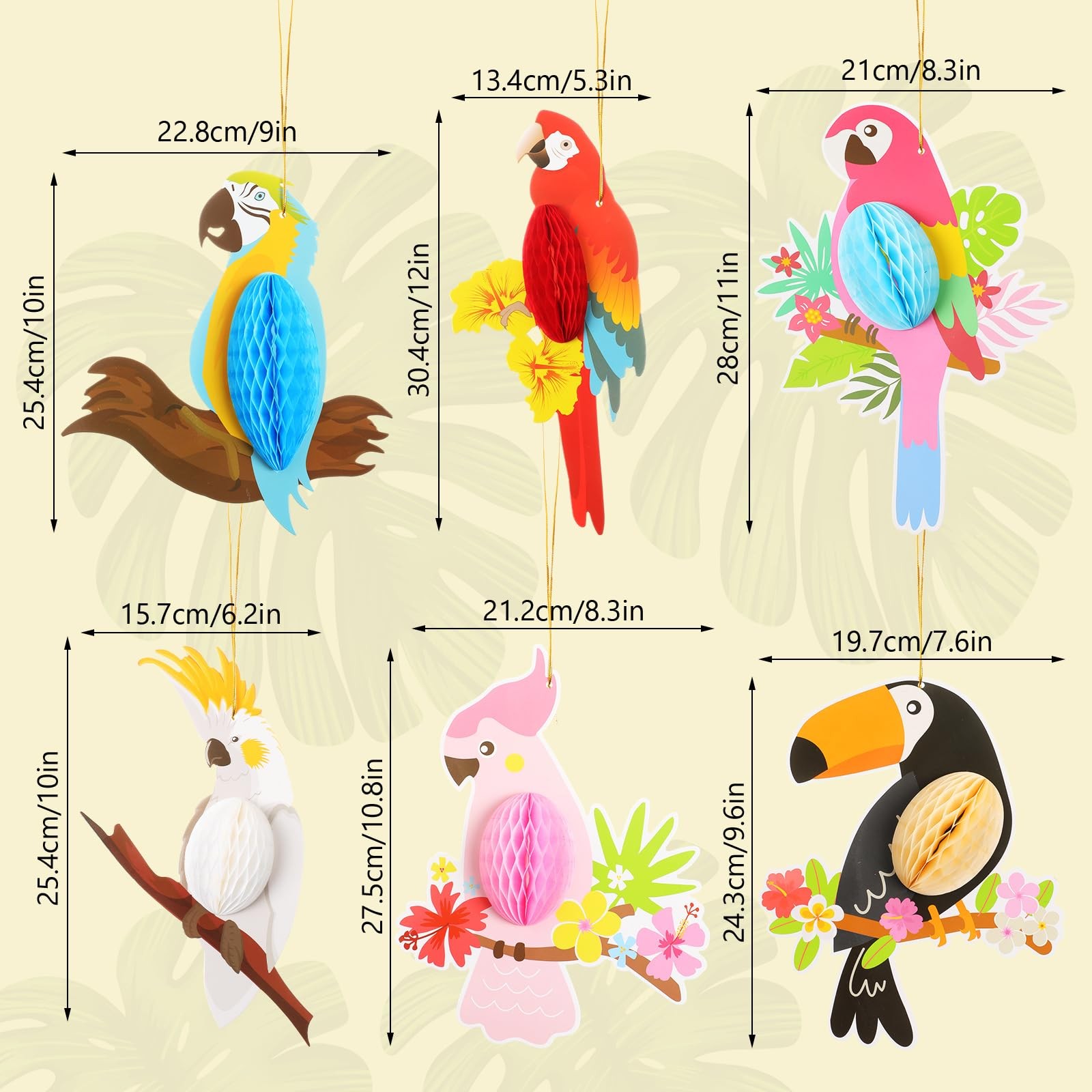 61 Pack Rainforest Decorations Luau Jungle Party Decors, 12 Tropical Birds Ho…
