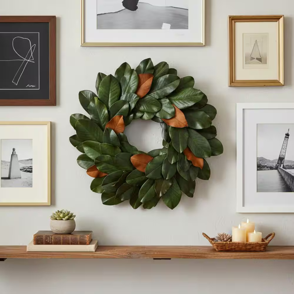 Trinity 20 In. Preserved Real Magnolia Leaf Wreath