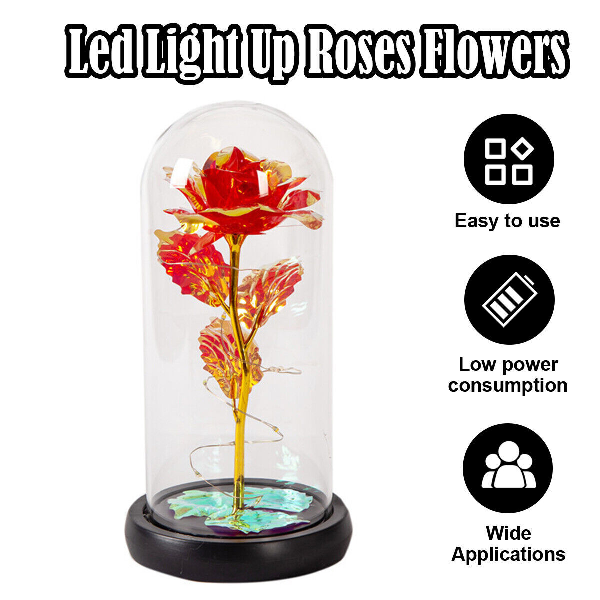 Eternal Forever Galaxy Rose Flower In Glass Dome LED Light Romantic Gift for Her