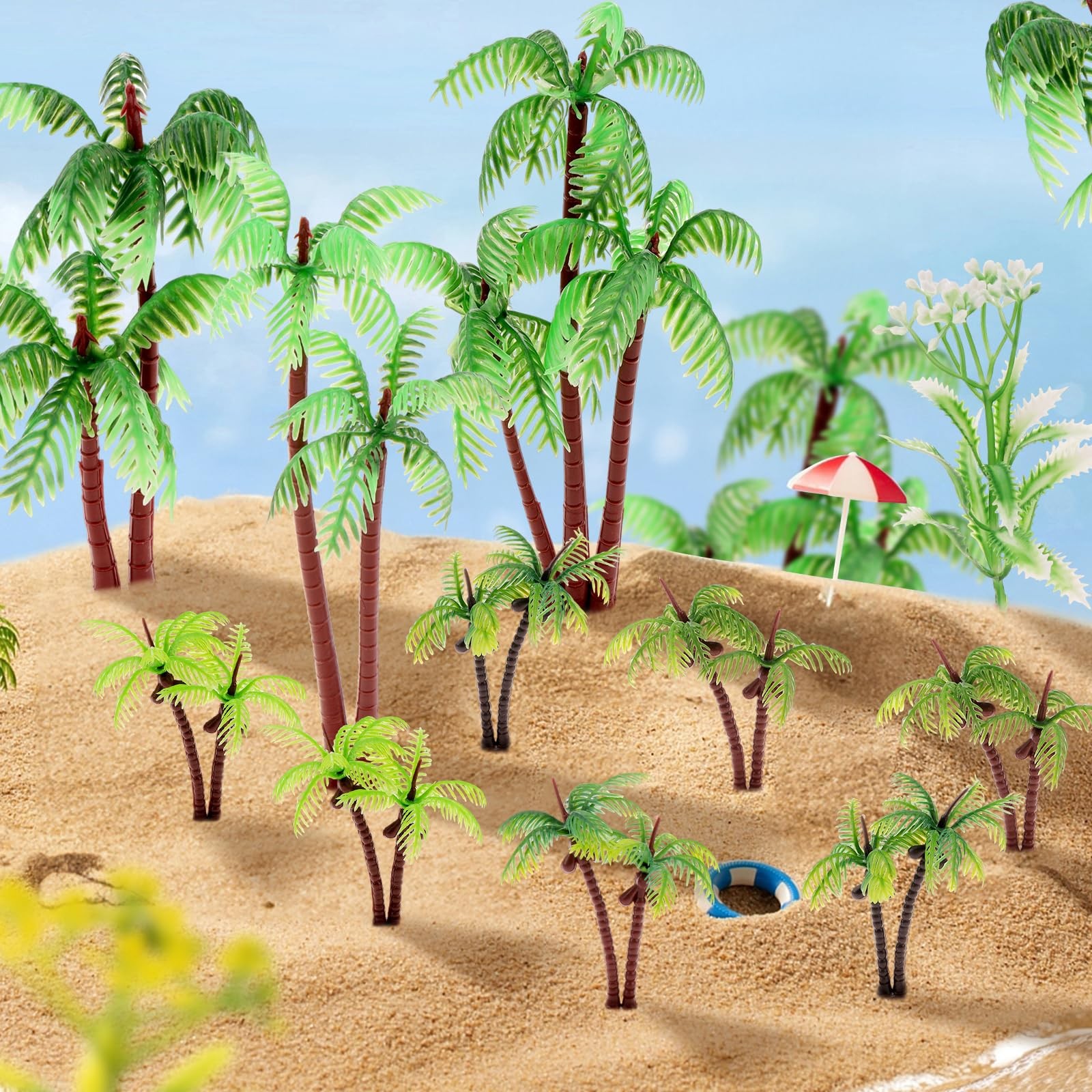 Vhxmaizxn 20 Pcs Model Palm Trees Miniature Coconut Plastic Scenery Green