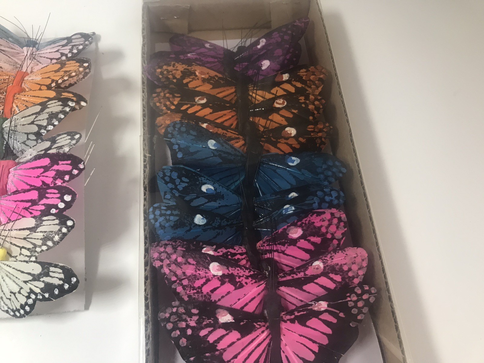 NOS Fake Butterfly for Craft Decoration Lot Of 36 with Wire Wedding Vintage