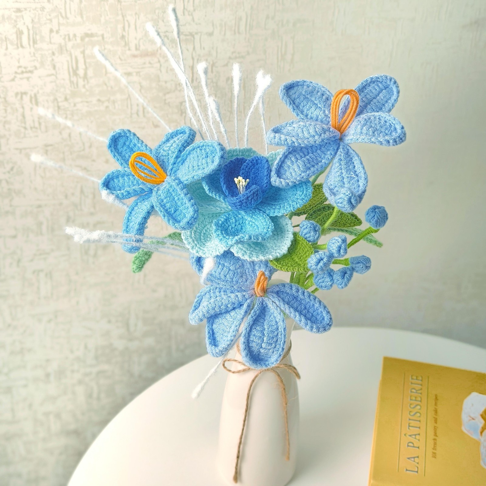 Crochet Tulip Bouquet Handmade Yarn Flowers Home Decor Desk Decor Gift for Her