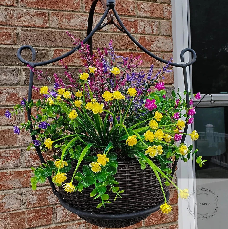 24 Bundles Artificial Flowers Outdoors Faux Plants UV Resistant Fake Flowers Fau