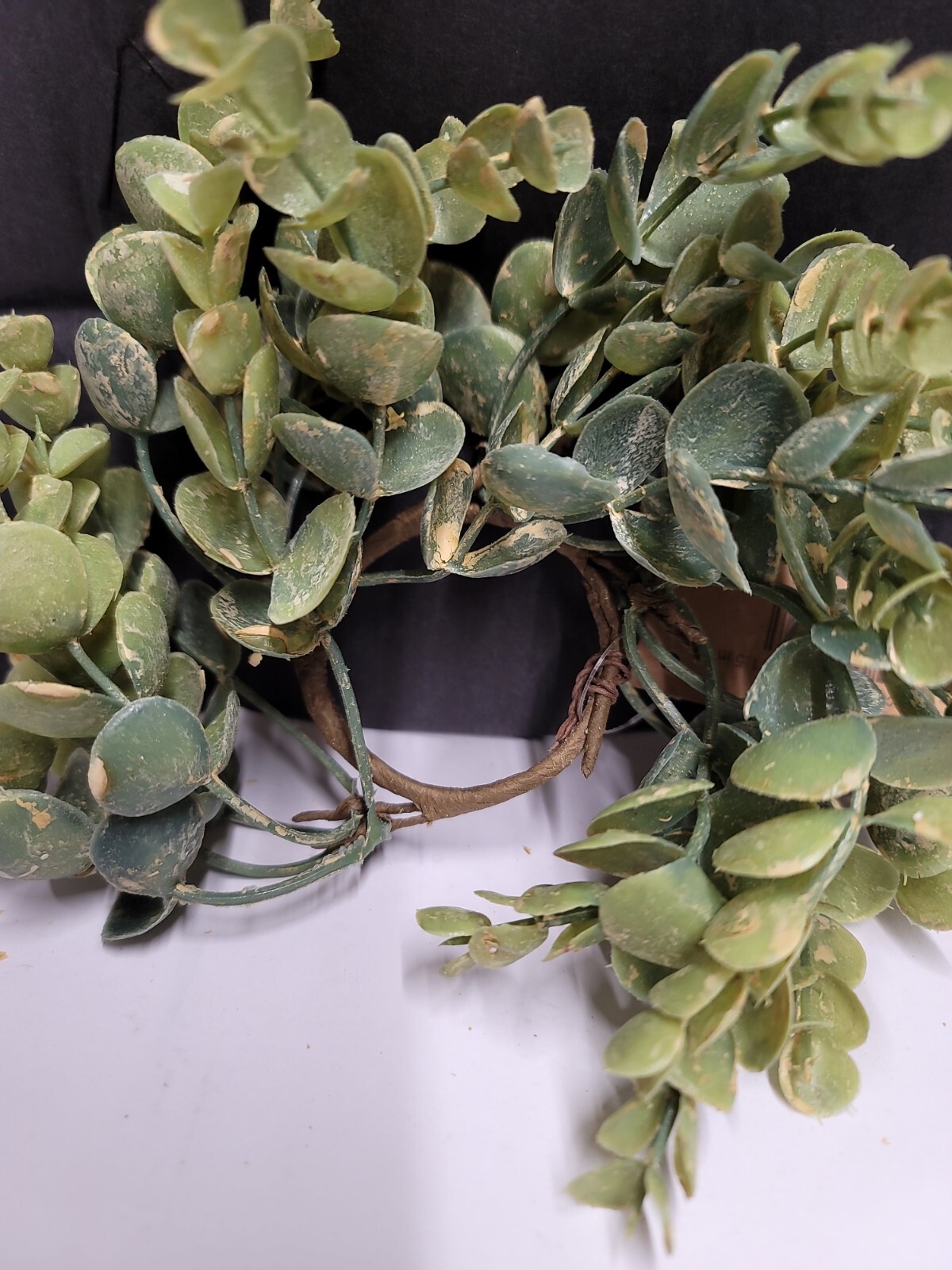 Succulent Leaf-Greenery Candle Ring-Artificial Plastic-1.5″ inner-Ring 7″ Wide