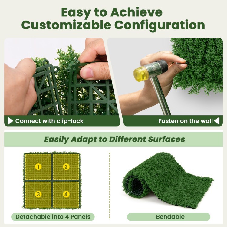 12PCS Plant Panels Outdoor Indoor 20 x 20″ Artificial Grass Wall Panels Stand