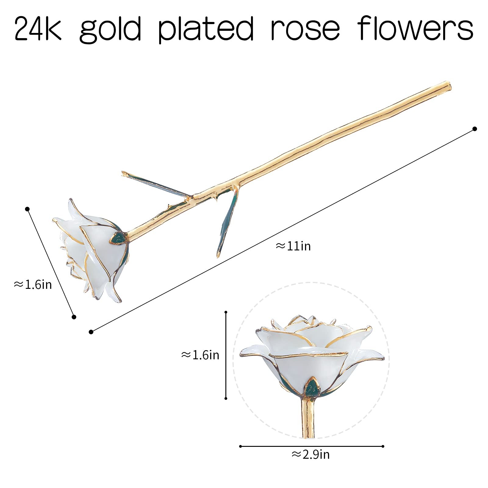 White Gold Rose Gifts for Women Wife,24k Gold Dipped Real Rose Lasted Forever…