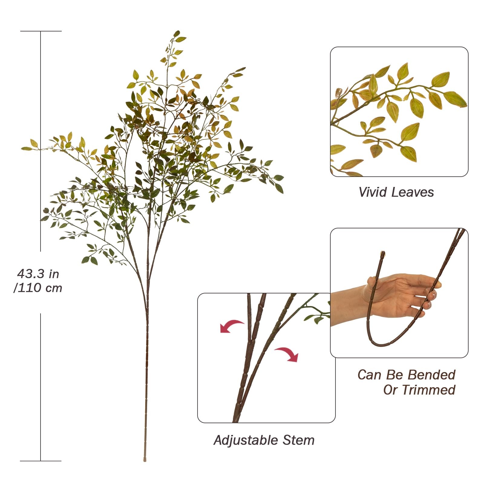 Fake Plants Eucalyptus Stems,Plastics Ficus Stems for Vase Artificial Plants,…