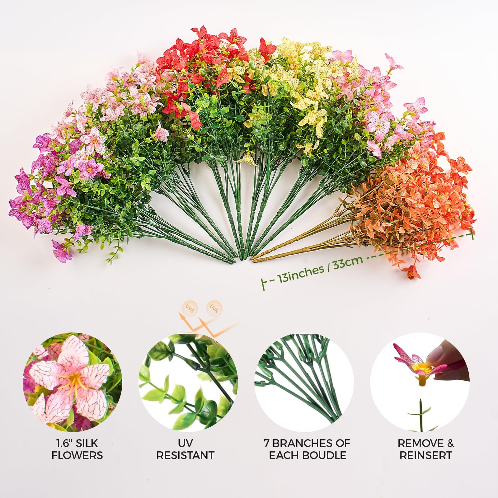 Artificial Flowers for Outdoors Patio Decoration 12 Bundles Fake Flower Lily …