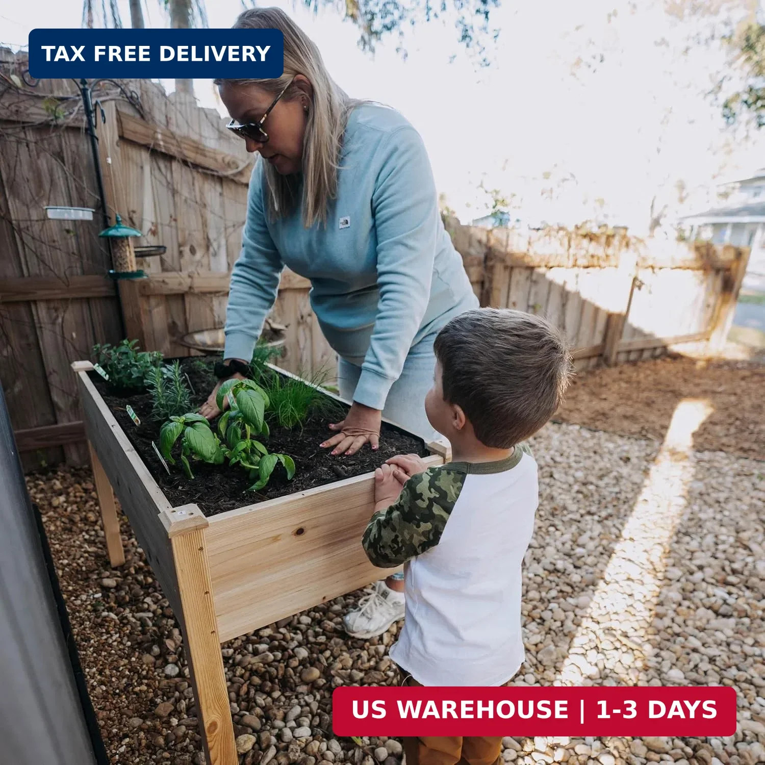 Backyard Expressions Wooden Raised Garden Bed|Elevated Planter Box with Included