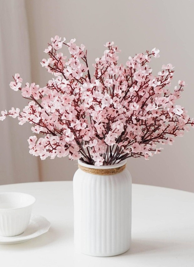 6pcs Plastic Artificial Flower Bouquet, Cherry Blossoms Artificial Flowers Baby’