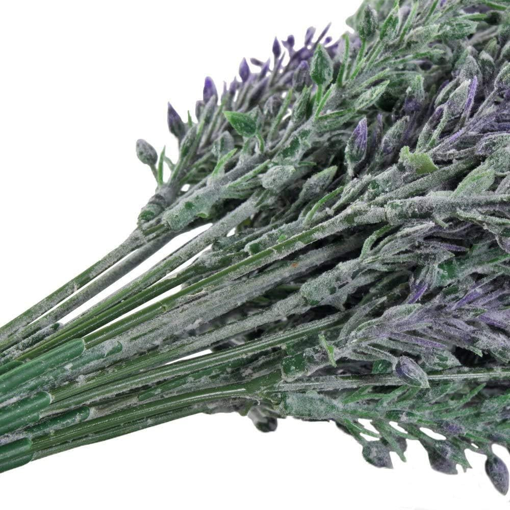 4 Pcs Flocked Plastic Lavender Bundle for Wedding Home Kitchen Table Decor