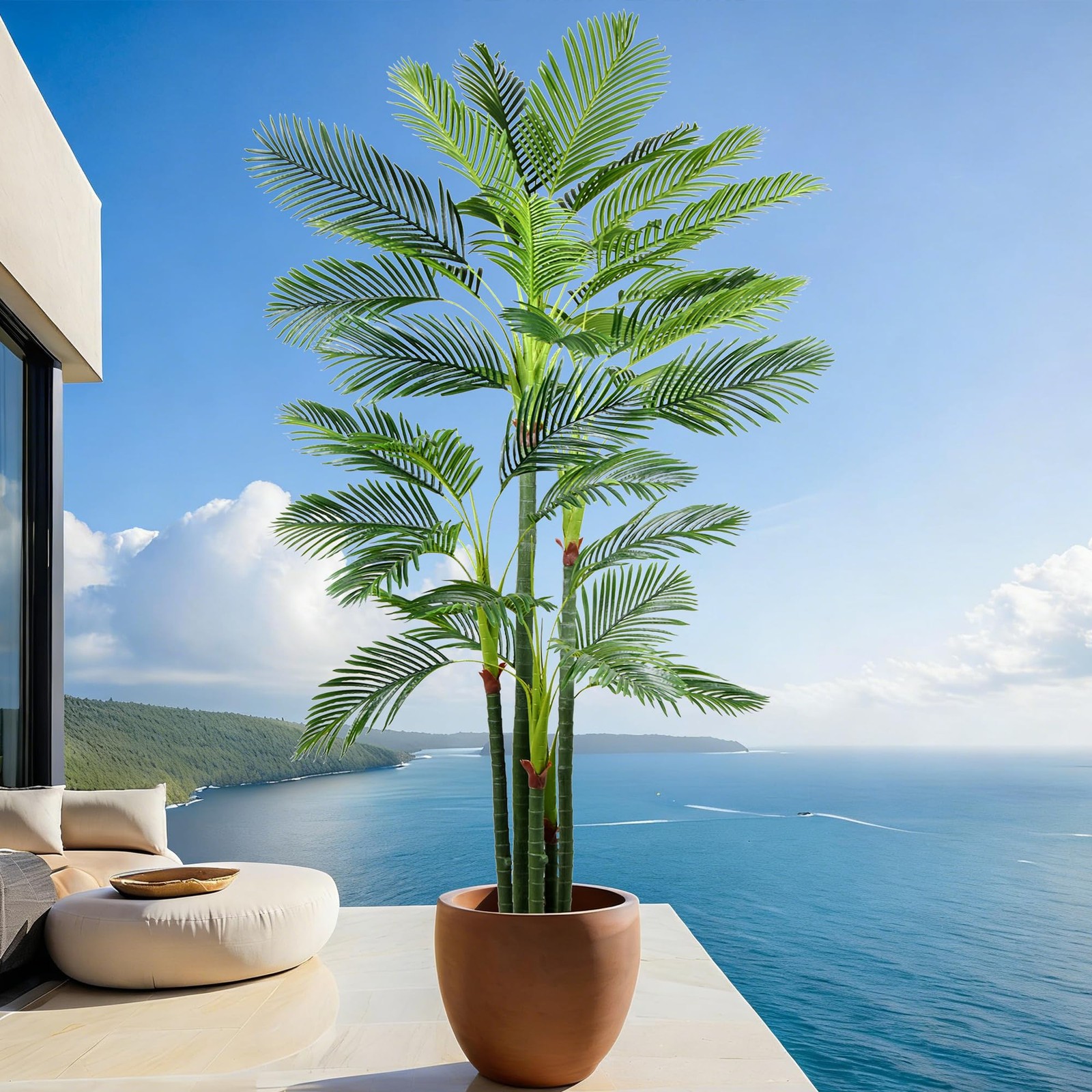 Artificial Palm Tree 9FT(108in) Tall Faux Tree with Large Trunks and 35 Reali…