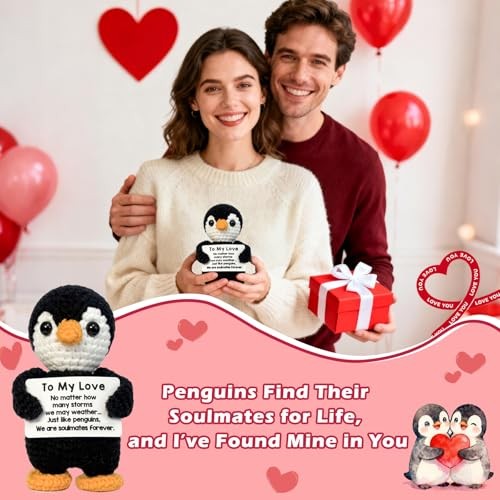 To My Love Handmade Crochet Penguin-Gifts for Him Her Boyfriend Girlfriend