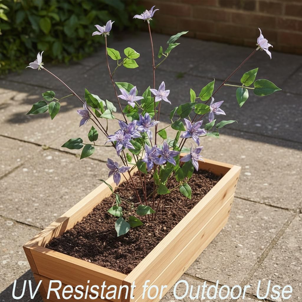 4pcs Artificial Clematis Stems, Blue Purple Flower Branches, 27.5″