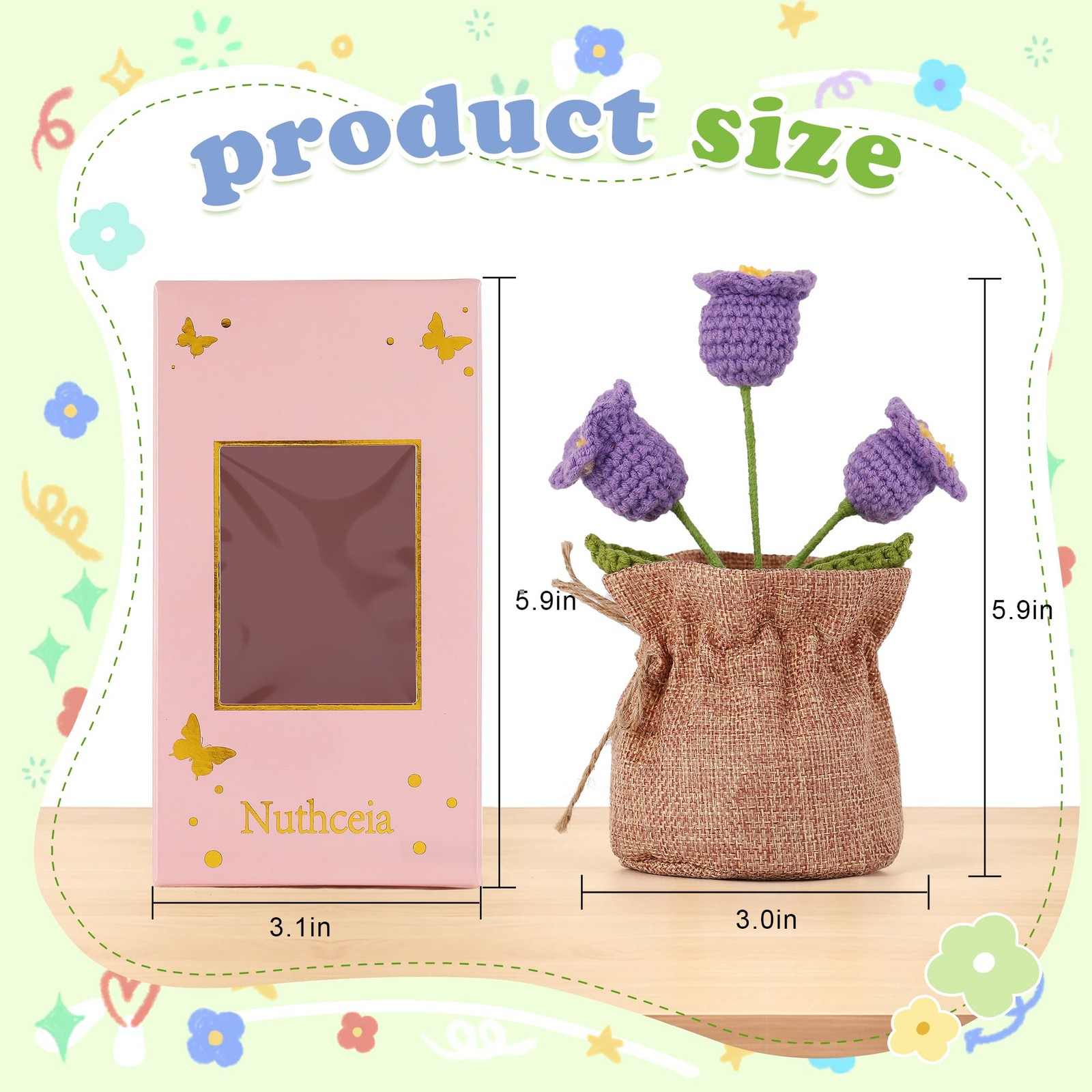 Nuthceia Crochet Flower Plant, Empathetic Flower Gift for Women & Men