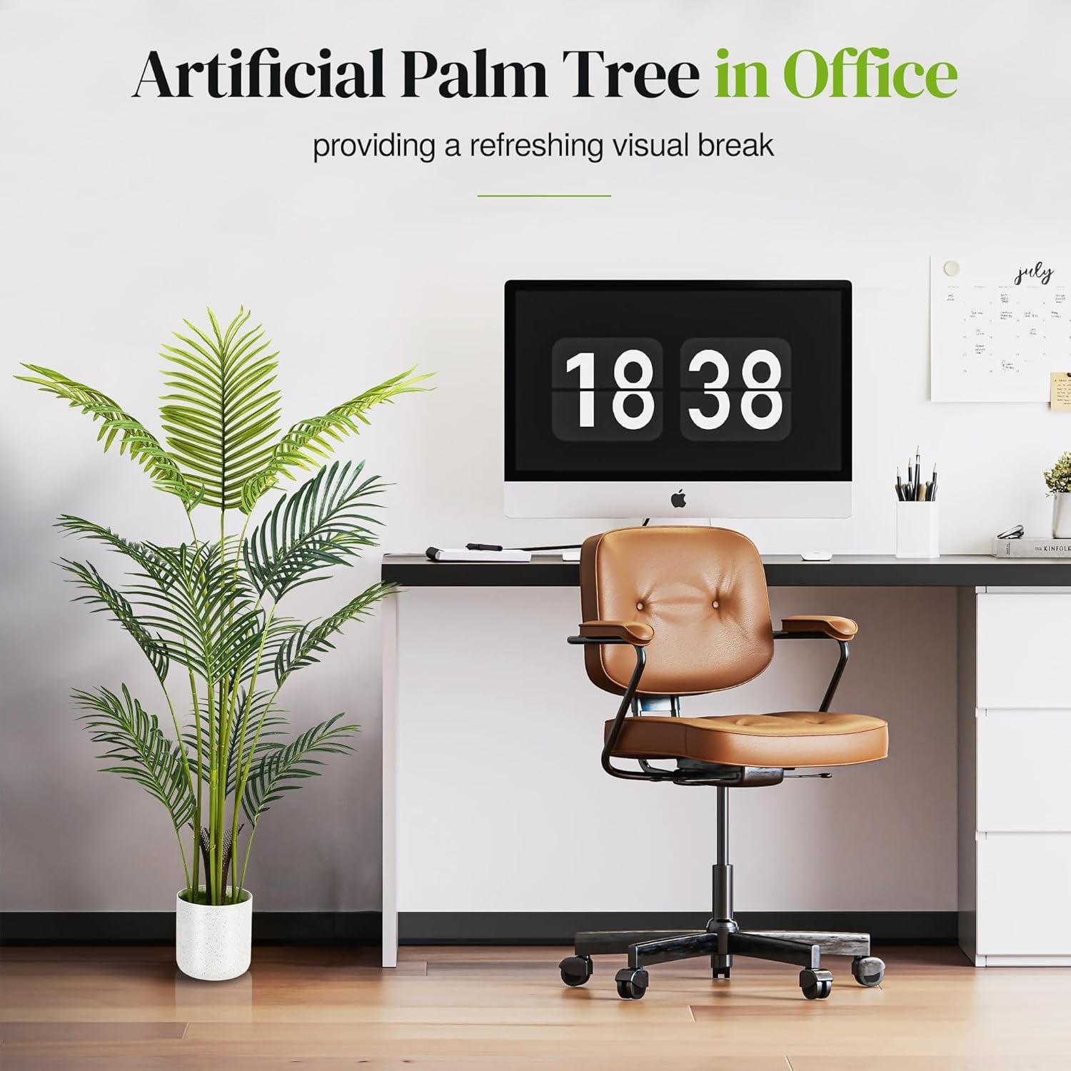 2 Pack 4FT Artificial Areca Palm Tree Faux Floor Plant w/ White Tall Pot Decor