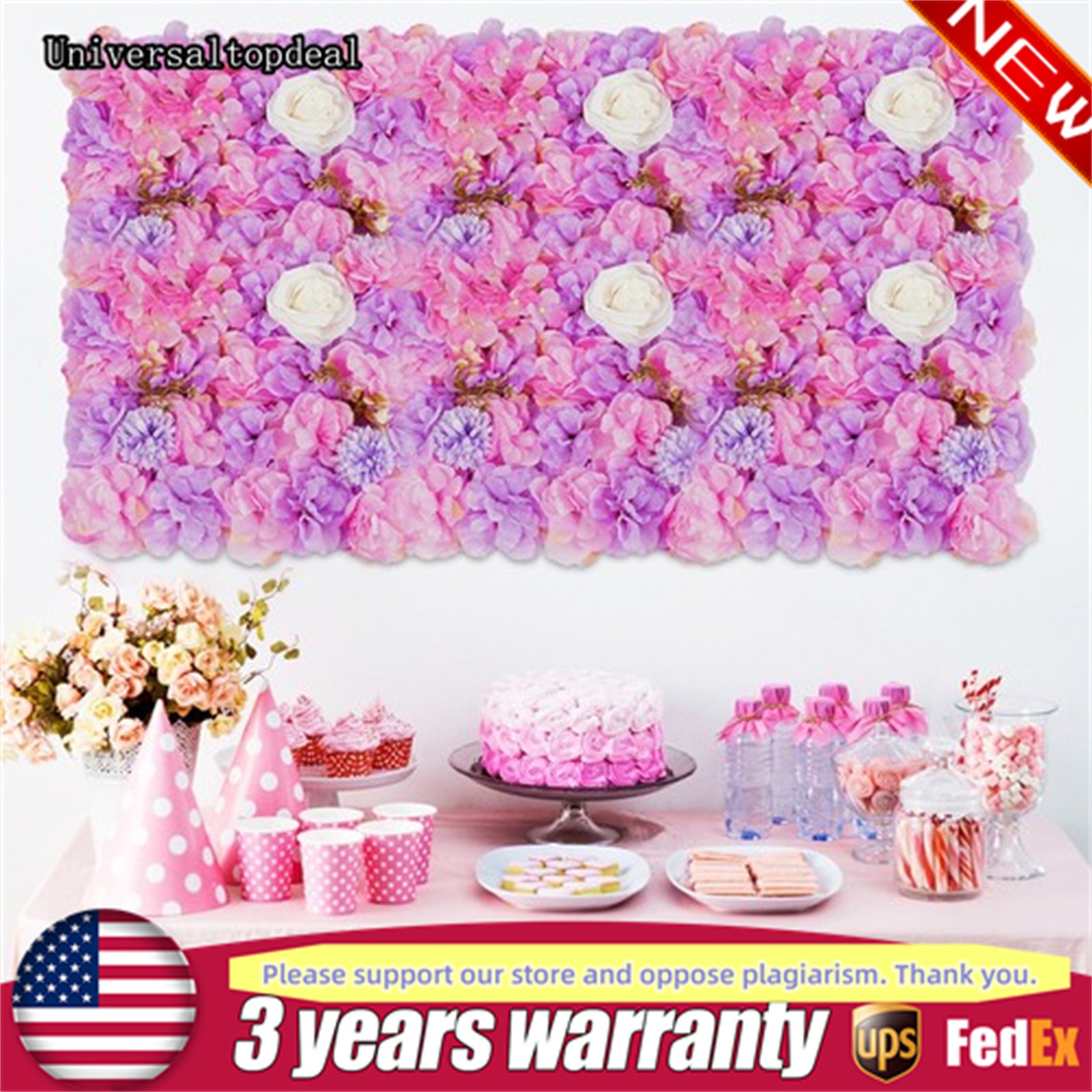 12pcs Artificial Silk Rose Flowers 3D Backdrop Wall for Wedding Party Decoration