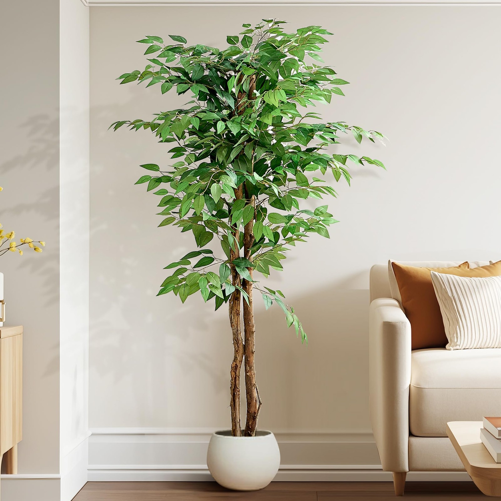 Artificial Ficus Tree with Sturdy Nursery Pot, 5FT Faux Silk Plant for Indoor…