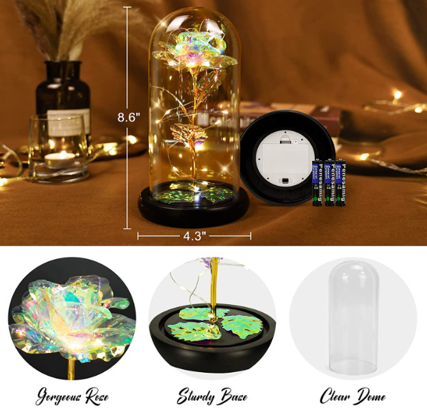 ON SALE!! Rose LED Light Glass Gifts for Wife Women Her Girlfriend Birthday Gift