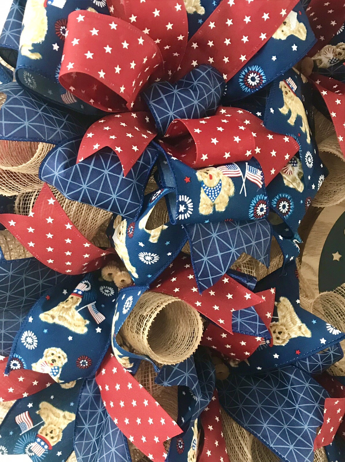 Deco Mesh Patriotic Rustic Wreath, Americana Wreath, Patriotic Decor,