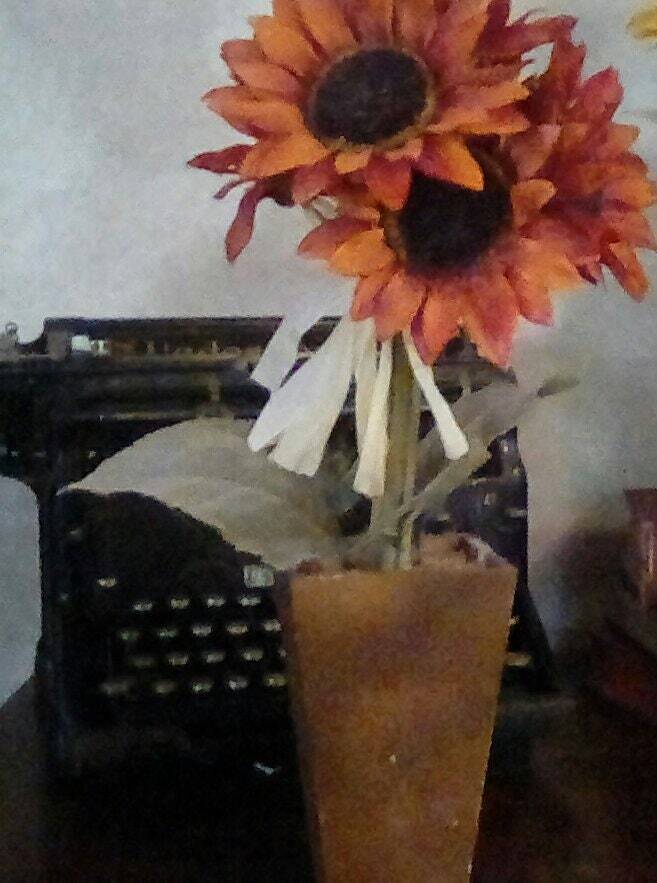 Vintage Silk Daisies in Pots, 1980s With Rafia Ties, 15.5 Inches Tall