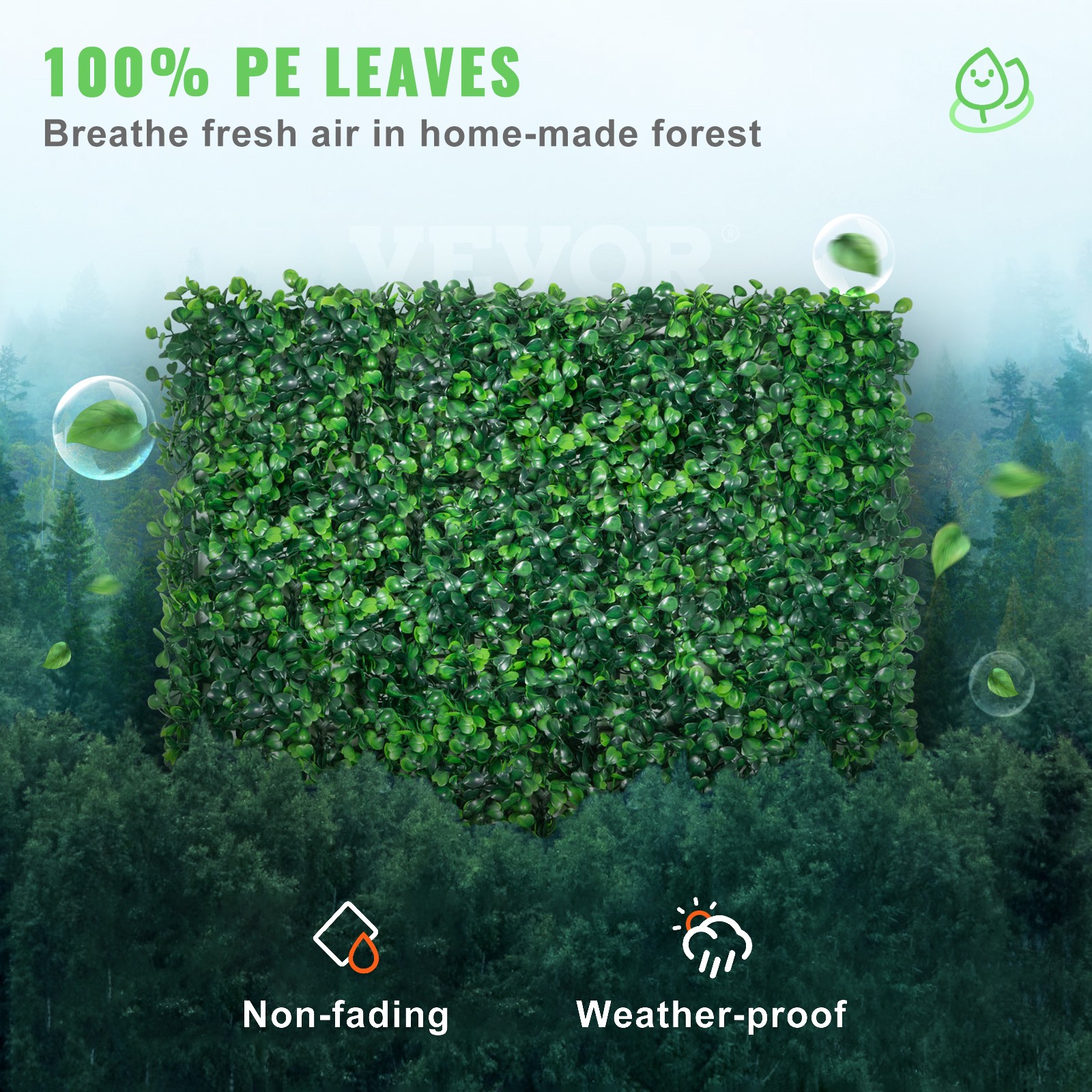 VEVOR Artificial Boxwood Panel, Boxwood Hedge Wall Panels UV 24pcs 20″ X 20″