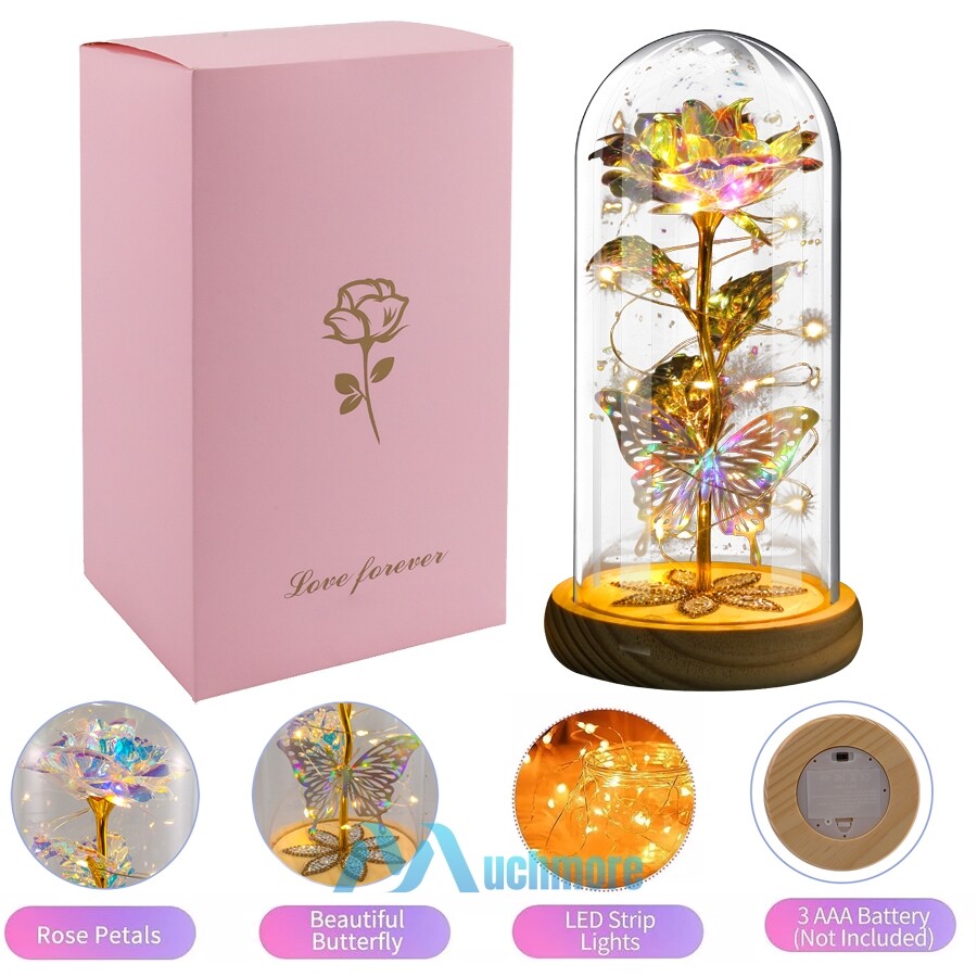 Christmas LED Eternal Galaxy Rose in Glass Forever Eternal Gift for Morther Wife