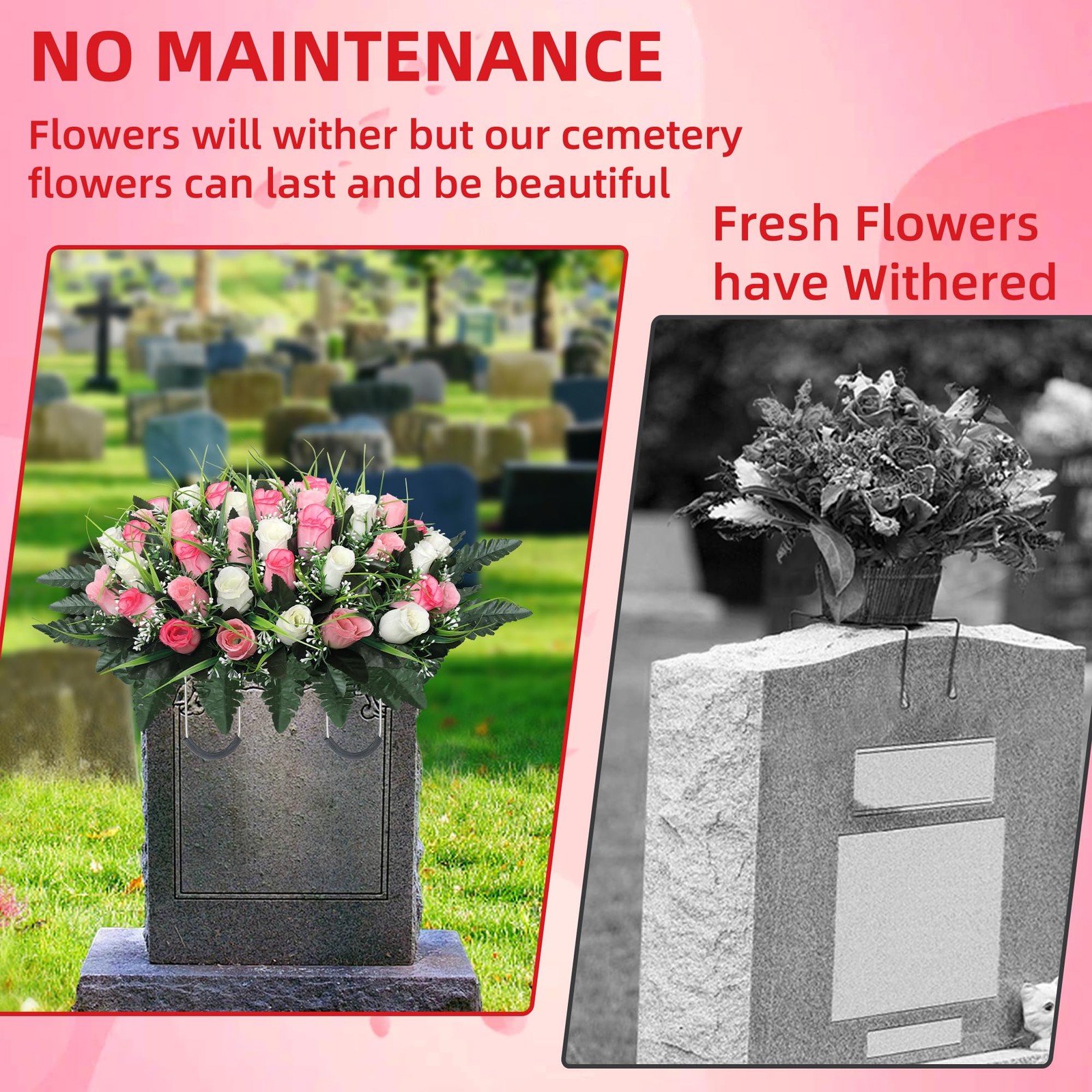Cemetery Flowers for Grave,Headstone Flower Saddle,Flowers for Cemetery Grave…