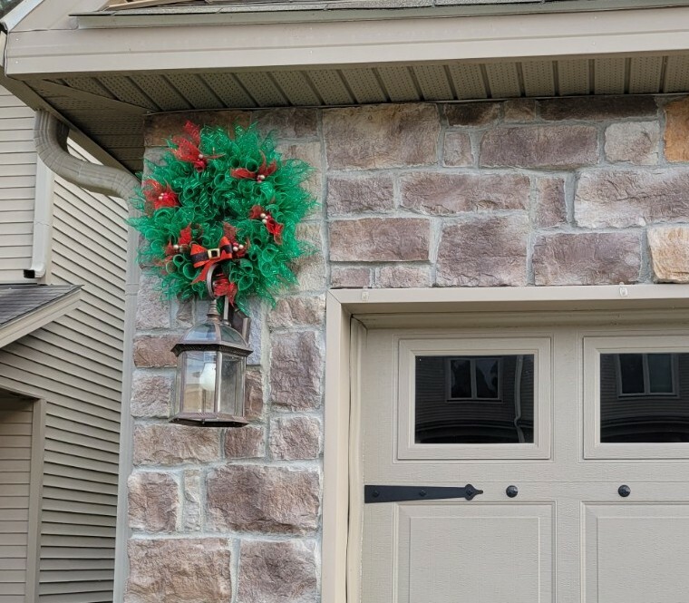 Merry Christmas Mesh Front Door Wreath Wall Decoration red green Santa’s belt