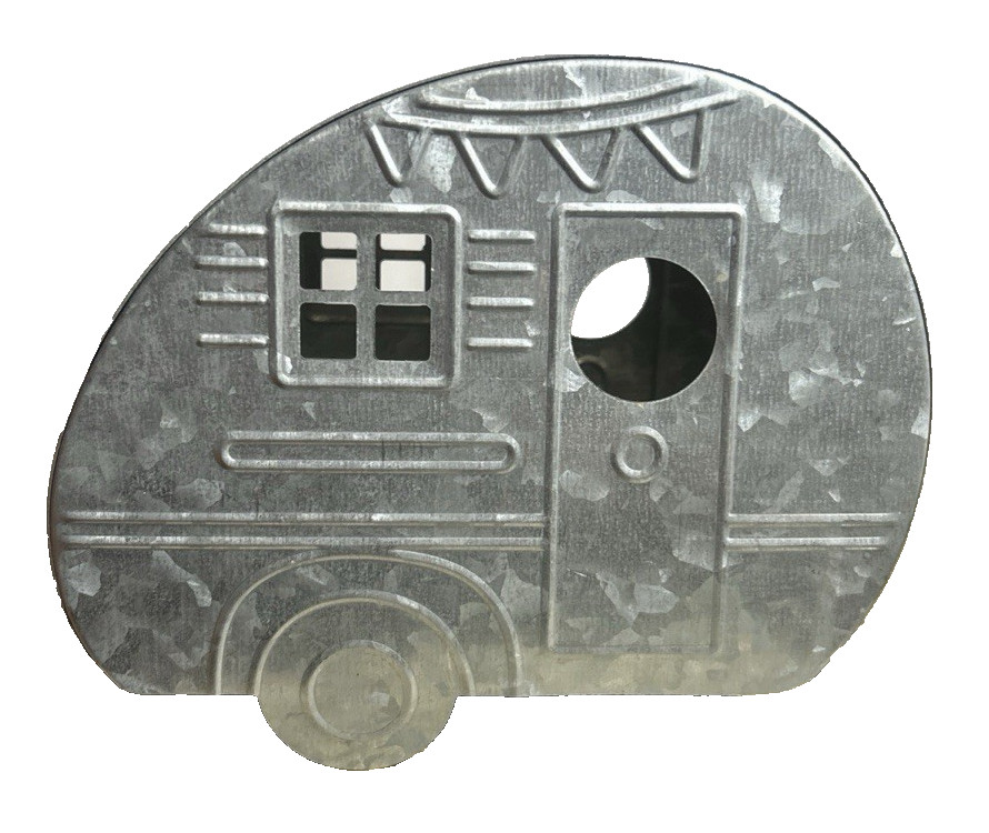 Metal Wagon ~ Galvanized Steel Vintage Camper Travel Trailer Decor